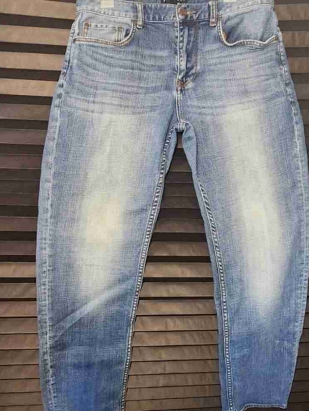 Five Four Tyron Straight Leg Distressed Blue Jeans Size 33x30.5 Lined Pockets